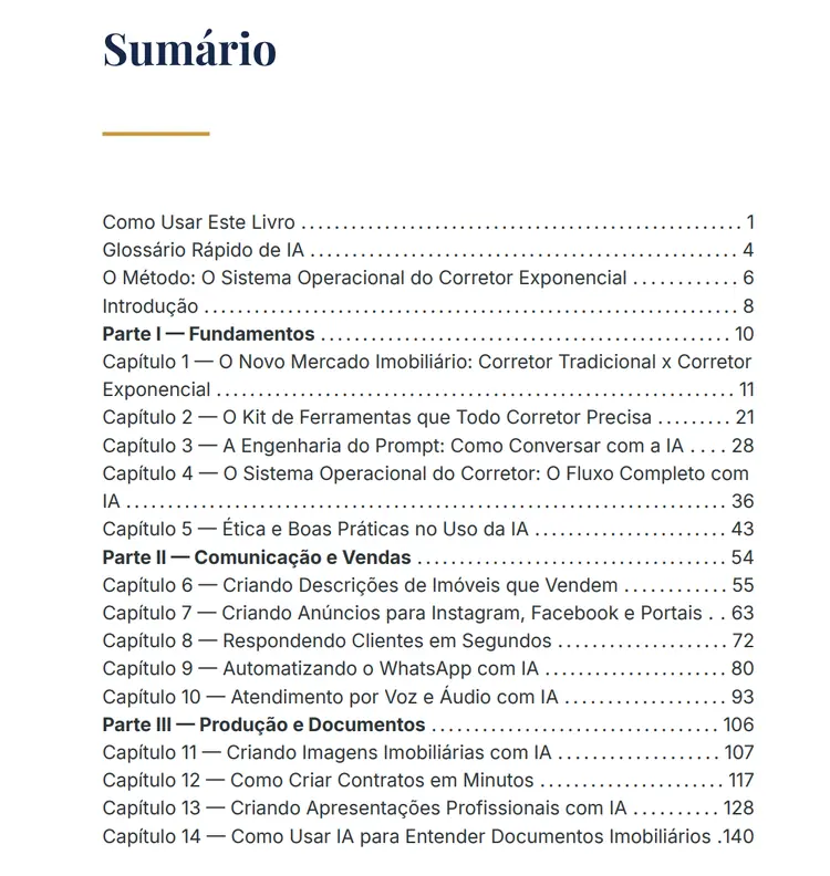 Sumário do Manual Secreto do Corretor Exponencial